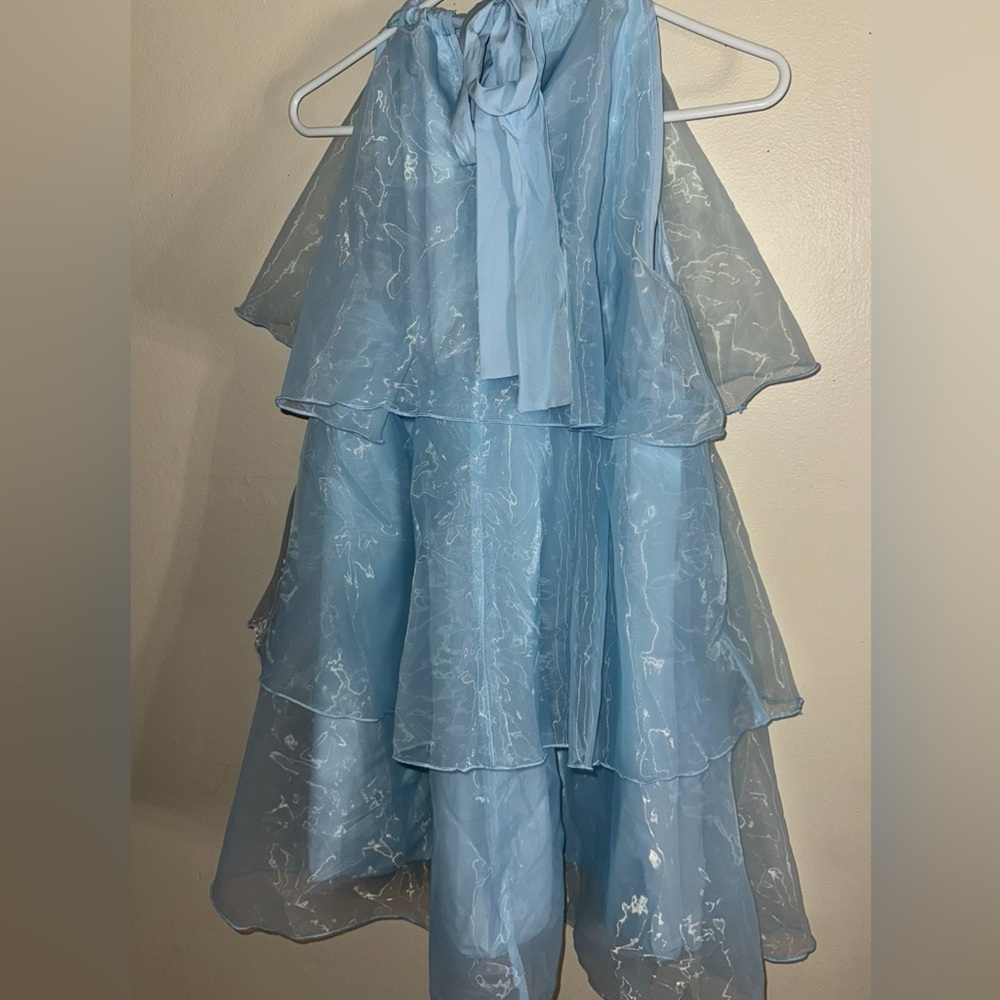SHEIN Elegant Light Blue Layered Kids Dress - Picture 6 of 7